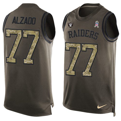 Nike Raiders #77 Lyle Alzado Green Men's Stitched NFL Limited Salute To Service Tank Top Jersey - Click Image to Close